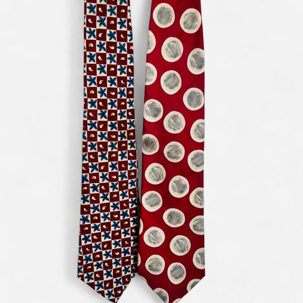 Premium 100% Silk Red Neckties Lot of 2 Premium Men's Tie Collection Set